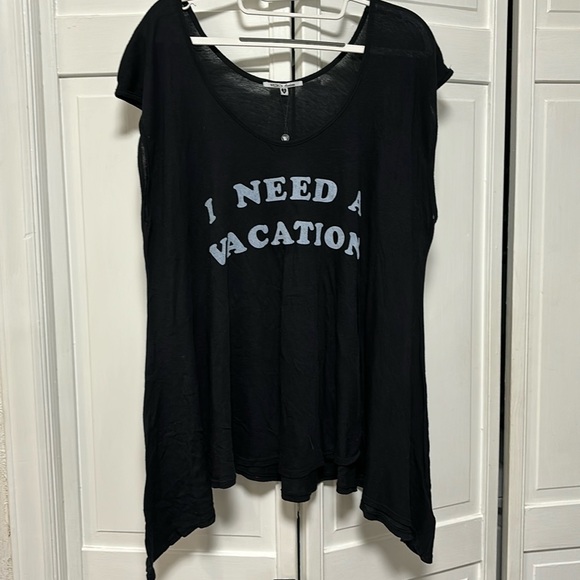 Wild fox Swim “I need a vacation” tee/swim cover-up, black, labeled 2 (2X) NWT - Picture 1 of 8